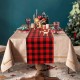 Cotton & Burlap Buffalo Check Table Runner, Christmas Reversible Buffalo Plaid Table Runner for Christmas