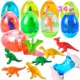 24 Pcs Jumbo Easter Eggs 2” Filled with Slime and Dinosaur Easter Eggs Hunt, Easter Basket Stuffers/Fillers