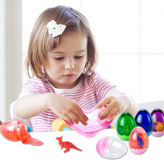 24 Pcs Jumbo Easter Eggs 2” Filled with Slime and Dinosaur Easter Eggs Hunt, Easter Basket Stuffers/Fillers