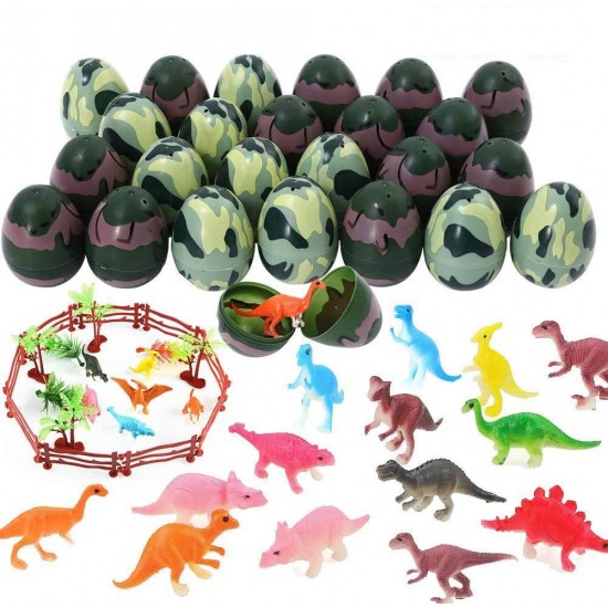 Dinosaur Easter Eggs Filled with Mini Dinosaur Toys Figures for Easter Basket Stuffers, Easter Egg Fillers